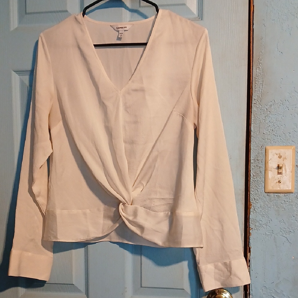 Express White Wrap Tie Front Blouse